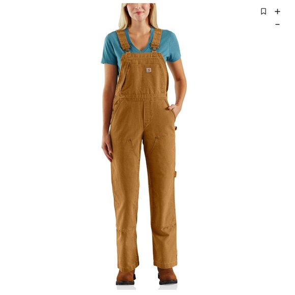 Carhartt Weathered Duck Wildwood Unlined Bib Overalls - Women's, size large - Picture 1 of 12